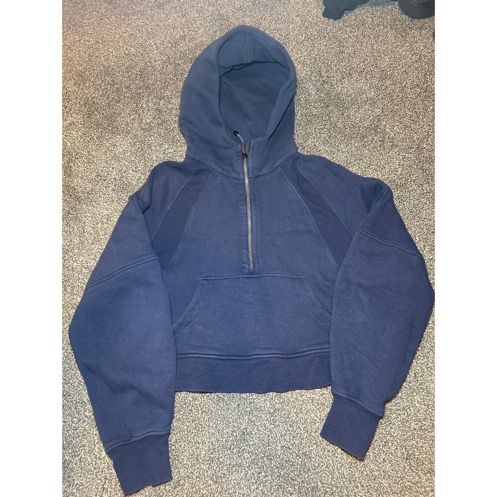 Lululemon Scuba navy blue Fleece  Hooded Pullover Hoodie cropped W Size xs/s